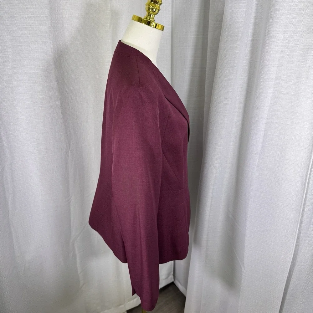 NEW Black Label Evan Picone Womens Sz 16 Burgundy Blazer Button Lined Preppy $72